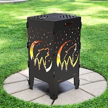 Gece Ve Kurt Desenli Dekoratif Mangal, Portatif Ateş Çukuru Gece Ve Kurt Desenli Dekoratif Mangal, Portatif Ateş Çukuru
