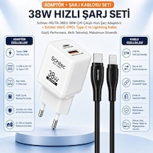 Schitec 38w 2 Çıkışlı Süper Hızlı Şarj Başlığı Ve 60w Type-c To Lightning Hızlı Şarj Ve Data Kablosu Siyah