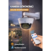 Kamera Görünümlü Solar Lamba Sensörlü Led Bahçe Aydınlatma Kumandalı Su Geçirmez Duvar Lambası Beyaz