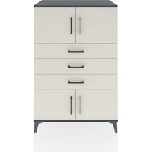 Hyperion Dolap Tek Raflı 3 Çekmeceli 4 Kapaklı 88x44x134 Antrasit-aytaşı Antrasit