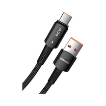 Premıum Örgü Kopmaz Kablo 1metre 6a 66w Usb To Type-c Şarj Kablosu Data Kablosu Akım Koruma