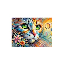 Renkli Kedi Gözleri Modern Mdf Tablo