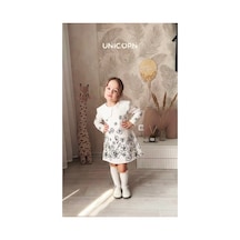 Unicornkids Keten Elbise Beyaz Beyaz