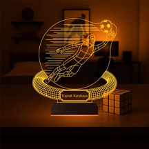 Luvivia Futbol Kaleci Hediye Kişiye Özel 3d Lamba - Masa Gece Lambası Şeffaf