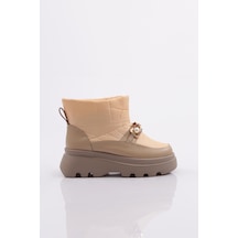 Dgn Es808 Kadin Kalin Zincir Aksesuarli İnci Taşli Bot ES808-2007-R12632 Ten Rengi