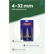 Hss Kademeli Matkap Ucu Seti 3 Parça 4 İla 12 Mm 20 32 Metal Sac