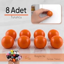 8 Adet Sert Plastik Düğme Yuvarlak Top Turuncu Dolap Mobilya Mutfak Dolabı Çekmece Kulbu Kulpu Kulplar