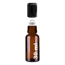Çelik Roll On Şişesi 30 ML Sızdırmaz Siyah Kapaklı Amber Cam Şişe 1 Adet