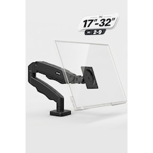 17-32 İnç Amortisörlü Monitör Kolu Tam Hareketli Vesa Uyumlu Masa Kelepçeli Monitör Standı 2-9 Kg - Siyah