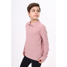 Toontoy Kids Toontoy Unisex Polo Yaka Düğmeli Uzun Kollu Tişört Gülkurusu