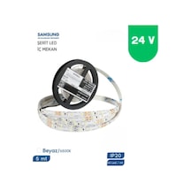 24 Volt 2835 Samsung 60 Led 6500 K Beyaz İç Mekan 5 Metre Şerit Led
