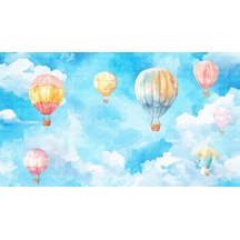Suluboya Gökyüzünde Balonlar Çocuk Odası Poster Duvar Kağıdı