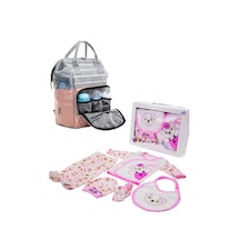 Bebek Bakım Çantası Ve 5 Parça Hastane Çıkışı Panda İkili Set Pembe