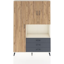 Arges Dolap 6 Raflı 3 Çekmeceli 3 Kapaklı 132x30x195 Aytaşı-çam/antrasit Atlas Çam/antrasıt