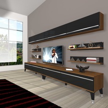 Decoraktiv Eko 360y Mdf Silver Tv Ünitesi Tv Sehpası Ceviz - Siyah