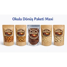 Yeni Harmancı Okul Beslenme Paketi Maxi 5'li Sağlıklı Atıştırmalık 2,5 Kg 500 Gr Çiğ Badem Içi, 500 Gr Çekirdeksiz Kuru Üzüm, 500 Gr Ceviz Içi, 500 Gr Kavrulmuş Fındık, 500 Gr Kaju Çiğ 2500 G