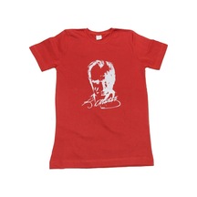 Çocuk Kısa Kol Atatürk Baskılı Gösteri Kostüm T-Shirt Kırmızı