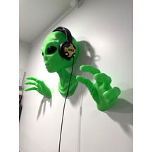 Alien Uzaylı Duvar Dekorasyonu Veya Kulaklık Standı Yeşil