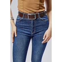 %100 Hakiki Deri Şık Kadın Kemeri 4 Cm Kahverengi