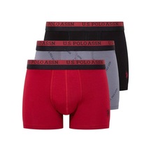 U.S. Polo Assn. U.s Polo Assn. 80522 Erkek Pamuklu 3'lü Boxer-siyah&baskılı&bordo Siyah