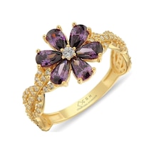 Çgk Çiğdem Gürel Kuyumculuk Kadın Mor Çiçek Altın Yüzük Zy0299 Beyaz