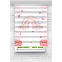 Perdecizade Enxboy Pembe Gökkuşağı Dijital Baskılı Zebra Perde-cocuk Odası-stor Perde Renkli