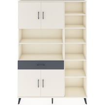 Arges Dolap 10 Raflı Tek Çekmeceli 4 Kapaklı 132x30x195 Aytaşı-aytaşı/antrasit Aytası/antrasıt