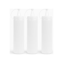 700 Ml Kapaklı Sosluk, Ketçaplık Sıkma Tip Yağdanlık Ve Sos Şişesi Seti Plastik Beyaz 3 Adet B Diğer