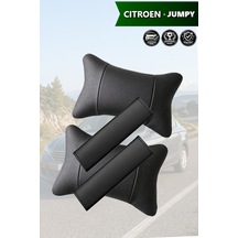 Citroen Jumpy Uyumlu Deri Yastık Siyah Lüks Set Deri Kemer Koruyucu