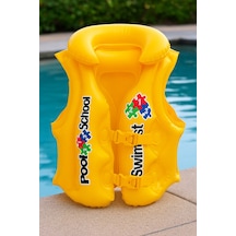 Şişme Can Yeleği Deniz Yeleği Şişme Sarı Yelek Life Vest Yakalı Can Yeleği Emniyet 50x47 Cm.