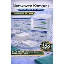 Nonwoven Kompres 7,5x7,5 Cm 4 Katlı Steril 100 Adet Kumaş Dokulu Pansuman Spanç 2 Kutu