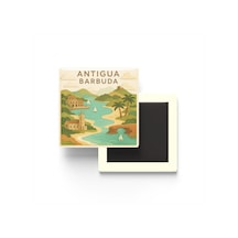 Antigua Ve Barbuda - Antigua And Barbuda - Paper Cut Art - Baskılı Buzdolap Magneti Kare - 9x9 Cm
