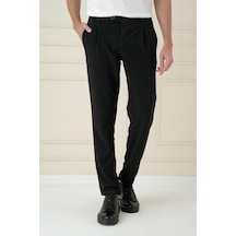 Efor Comfort Fit Gofre Dokulu Beli Lastikli Pileli Siyah Jogger Pantolon P 1174 Siyah