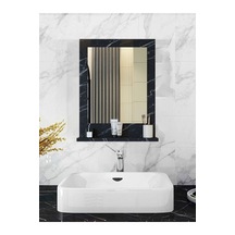 Safir Stil 60x45 Siyah Raflı Banyo Aynası Siyah Safir Stil 60x45 Siyah Raflı Banyo Aynası Siyah