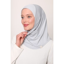 Melodi Scarf Kadın Tesettür Cimafit Nefes Alan Hazır Pratik Hijab Bone Açık Gri