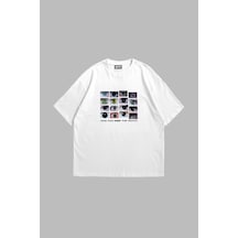 Tarzsokak Who Can See Baskılı Oversize Unisex Beyaz Beyaz