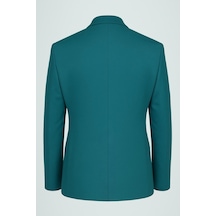 Plus Scorpion Petrol Yeşili Erkek Blazer Ceket Esnek Comfort Kumaş, Slim Fit İtalyan Kesim Tek Düğmeli Model Petrol Yeşili