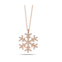 Kadın Kar Tanesi 925 Ayar Gümüş Kolye Rose Gold