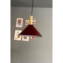 Rumy Vişne Çürüğü Tekli Avize Ahşap Başlık Sarkıt Ofis Showroom Salon Mutfak Avizeleri Bordo