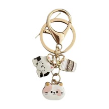 Kahvesever Kediler Metal Charm Anahtarlık Çok Renkli Çok Renkli