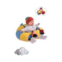 Oyuncaklı Bebek Oturma Destek Minderi - Devrilmez Bebek Koltuğu - Büyük Bebek Oturağı Sarı Mavi