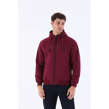 Maraton Comfort Erkek Kapüşonlu Bordo Eşofman Üstü Bordo