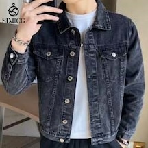 Erkekler İçin İlkbahar Ve Sonbahar Hong Kong Tarzı Bol Günlük Kot Ceket Gri