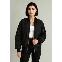 Meecy Unisex Bomber Ceket Siyah Siyah