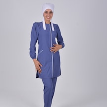 Fırtına Mavisi Soft Likra Hemşire Doktor Tesettür Alt Üst Takım Ü