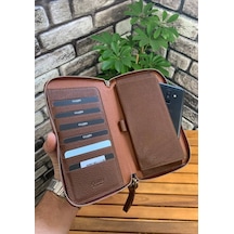 Guard Çift Fermuarlı Taba Deri El Çantası - Grd2403xw22405 Diğer Çok Renkli