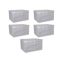 5 Adet - Kapaklı Çok Amaçlı Çamaşır-saklama-düzenleme Vb Hurç, Kutu 50x40x30 - Maxi Kutu - Gri