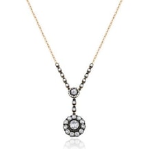 Diamond Line-Gülaylar - Pembe Altın 14 Ayar Elmas Görünümlü Kolye 483476183
