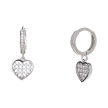 Kalp Model Zirkon Taşlı 925 Ayar Gümüş Kadın Küpe Gümüş