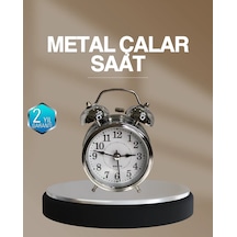 Dekoratif Yuvarlak Gümüş Sessiz Işıklı Masa Üstü Çalar Saat Alarmlı Ve Şık Tasarım 83929275